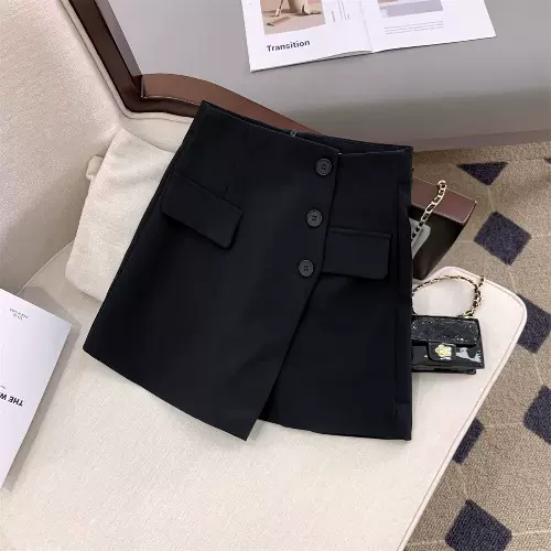 西装半身裙裤女春秋2025新款高腰显瘦小个子不规则a字包臀短裙子