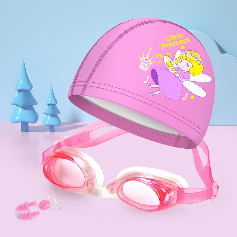 Set, waterproof swimming cap, nose clip, earplugs, 4 piece set
