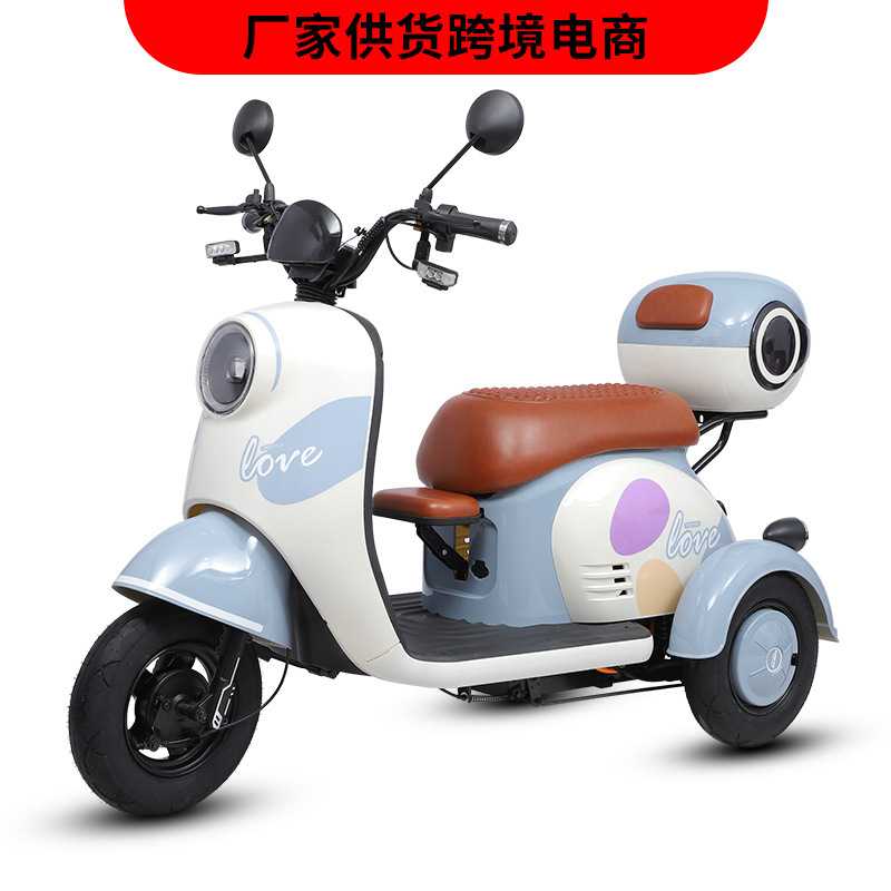 Factory cross-border wholesale new national standard pick-up children electric three-wheeled elderly scooter parent-child travel tricycle