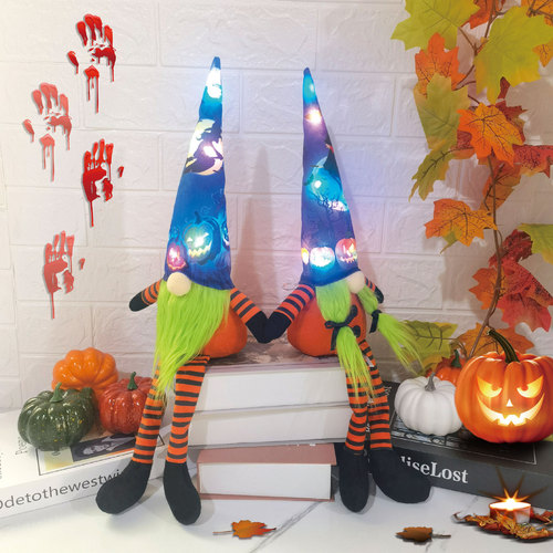 Cross-border Halloween glowing faceless figure party decoration, night light long legged sitting posture lighted doll props ornament