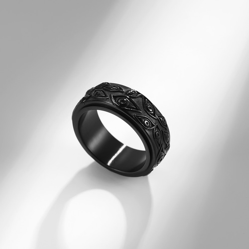 Cross-border Amazon Devil's Eye Titanium Steel Ring Men's Rotatable Retro Style Decompression Ring Bracelet