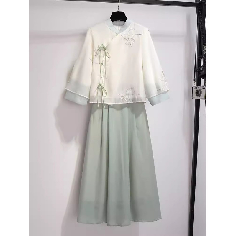 New Chinese Style Improved Han Dynasty Suit Dress Spring Dress for Women 2025 This Year's Popular Chinese Style Summer Dress Two-Piece Set Direct Sale