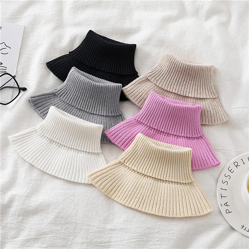 Pullover bufanda de las mujeres de otoño e invierno todo-fósforo cálido soporte cervical bufanda de las mujeres elástico de punto falso cuello de lana cuello alto
