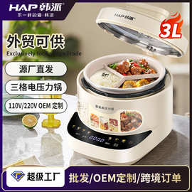 新款电压力锅3L鸳鸯不粘锅蒸盘源头工厂现货直发OEM三格压力锅