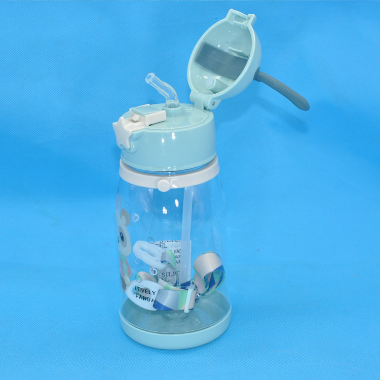 Taza de agua para niños pc asta de plástico correa de la Taza de paja del bebé de dibujos animados portátil kindergarten estudiante hervidor taza de beber