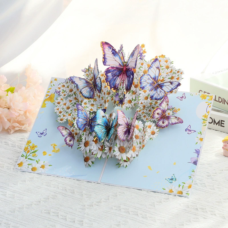 Трехмерная открытка ко Дню Святого Валентина с бабочкой, открытки, новая коллекция, в 3D формате, оптовая, (перекрестная торговля)