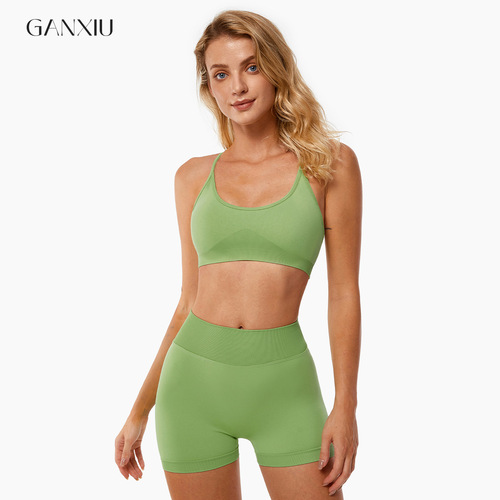 Summer and Autumn New Yoga Set Advanced Tight Exercise Suit Running Fitness Shorts Bra Two-Piece Set