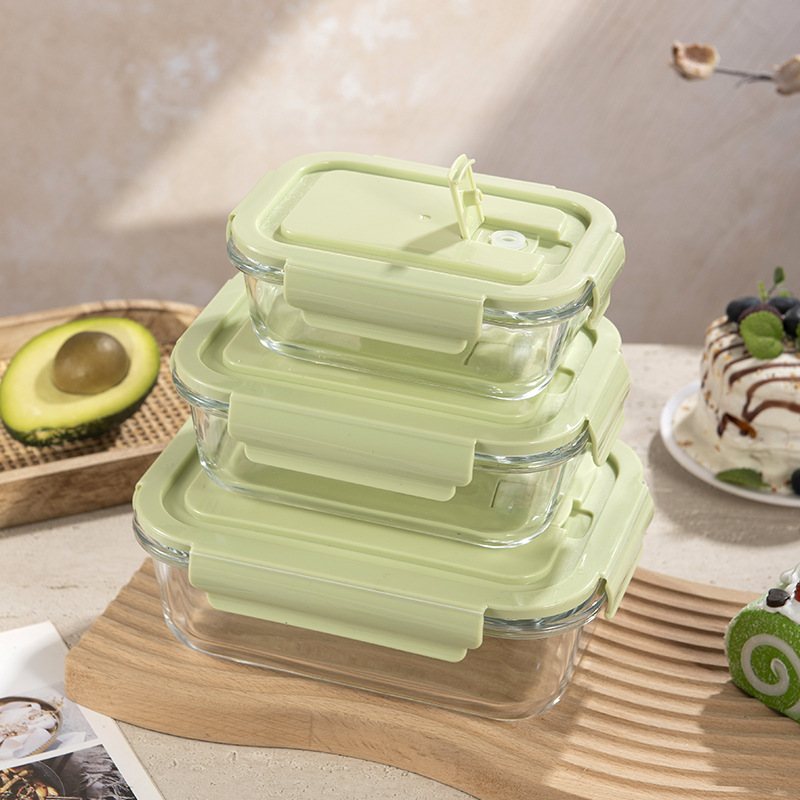Caja de almuerzo de vidrio puede ser un recipiente de microondas, caja de regalo, recipiente de vidrio de alta silicona, banco de negocios, juego de regalo