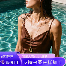 定制欧美新款不锈钢久不褪色18K金项链 时尚气质爱心水滴形颈链