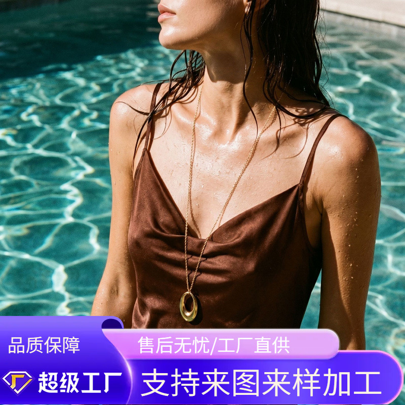 定制欧美新款不锈钢久不褪色18K金项链 时尚气质爱心水滴形颈链