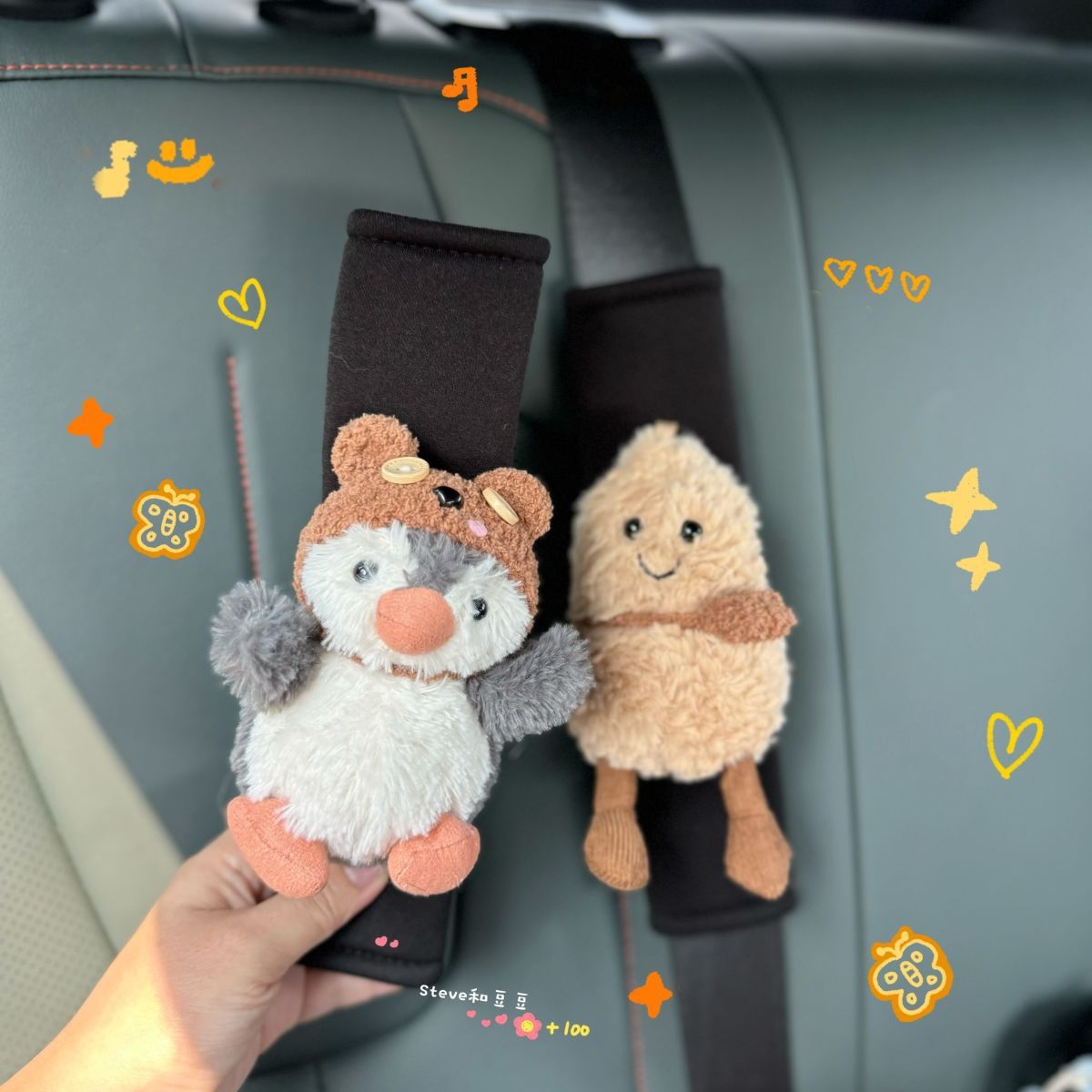 Car Interior Decoration Anti-Strangle Peanut Penguin Doll Popular Cute Car Seat Belt Shoulder Pad Decoration
