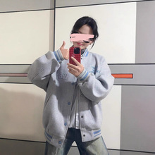 早秋夹克外套女高级感oversize韩系时尚休闲撞色上衣复古风棒球服