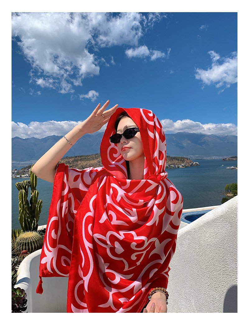 Women's Casual Simple Style Printing Polyester Printing Shawl display picture 1