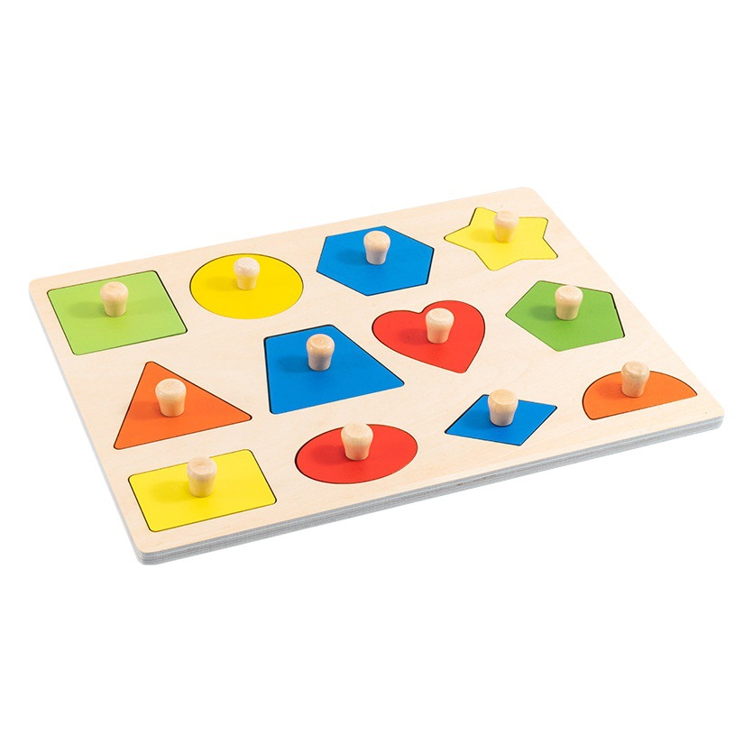 Panel de materiales de enseñanza Montessori figura geométrica panel de educación temprana para niños tablero de agarre de mano fábrica de juguetes al por mayor Iluminación de 3 años