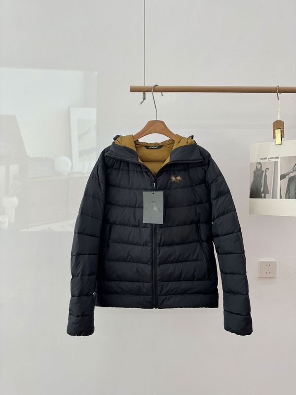 冬季新款排骨黑金羽绒服连帽宽松加厚白鸭绒外套|undefined