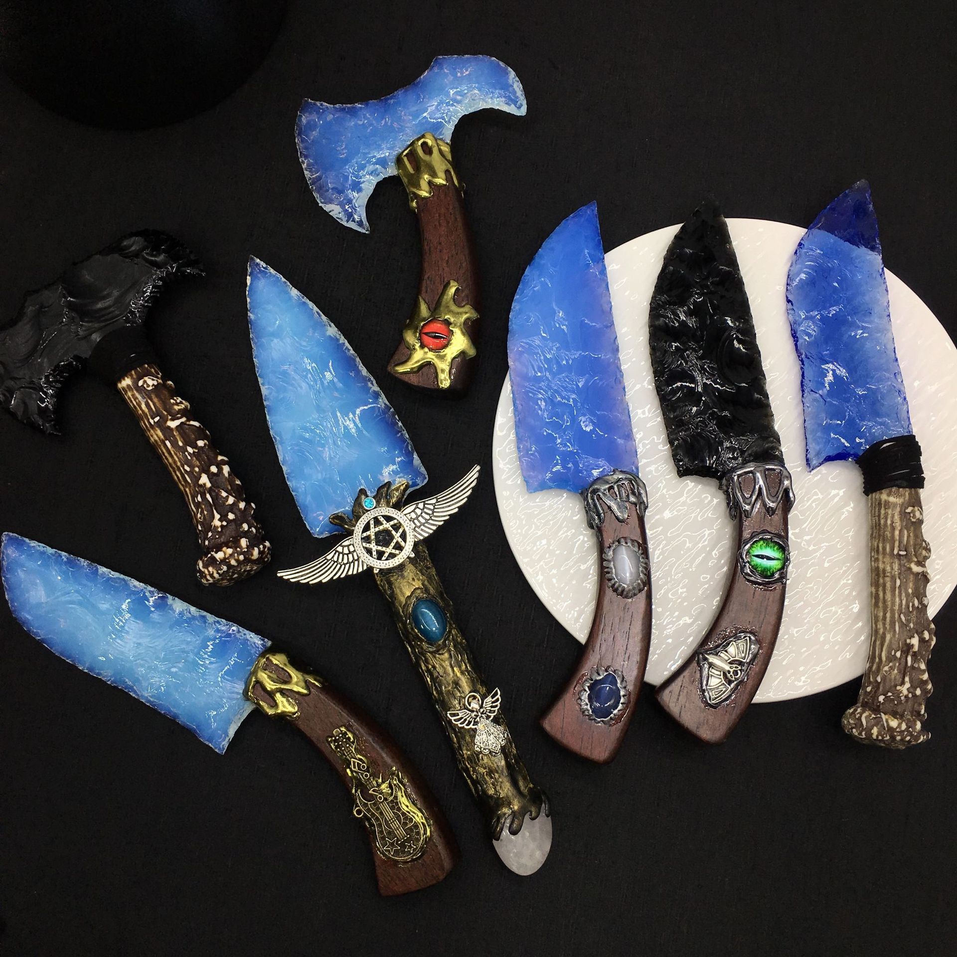 黑曜石匕首黑曜刀黑曜石剑csgo水晶工艺品批发蛋白石匕首龙晶匕首-阿里巴巴