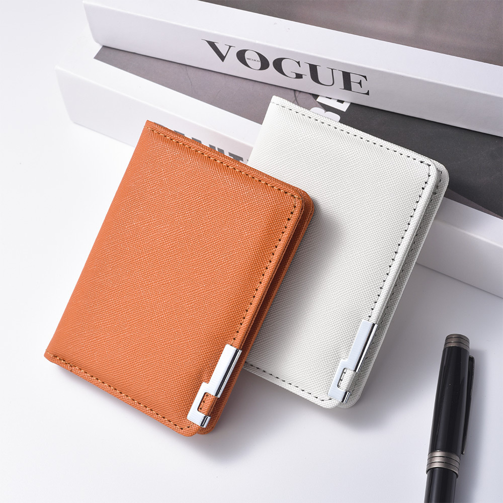 Cross-Border Men's Wallet Ultra-Thin Metal-Edged Short Card Holder Business Multifunctional Soft Wallet Men's Leather Wallet