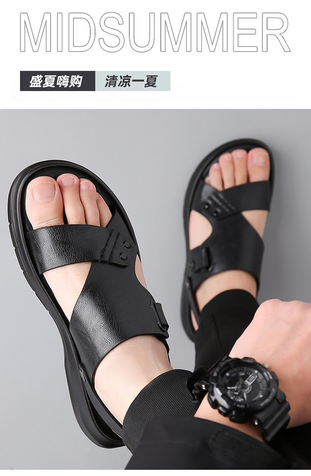 Dép sandal nam đi biển thoáng khí đế mềm chống trượt — Màu nâu, màu xám, màu đen chi tiết 20