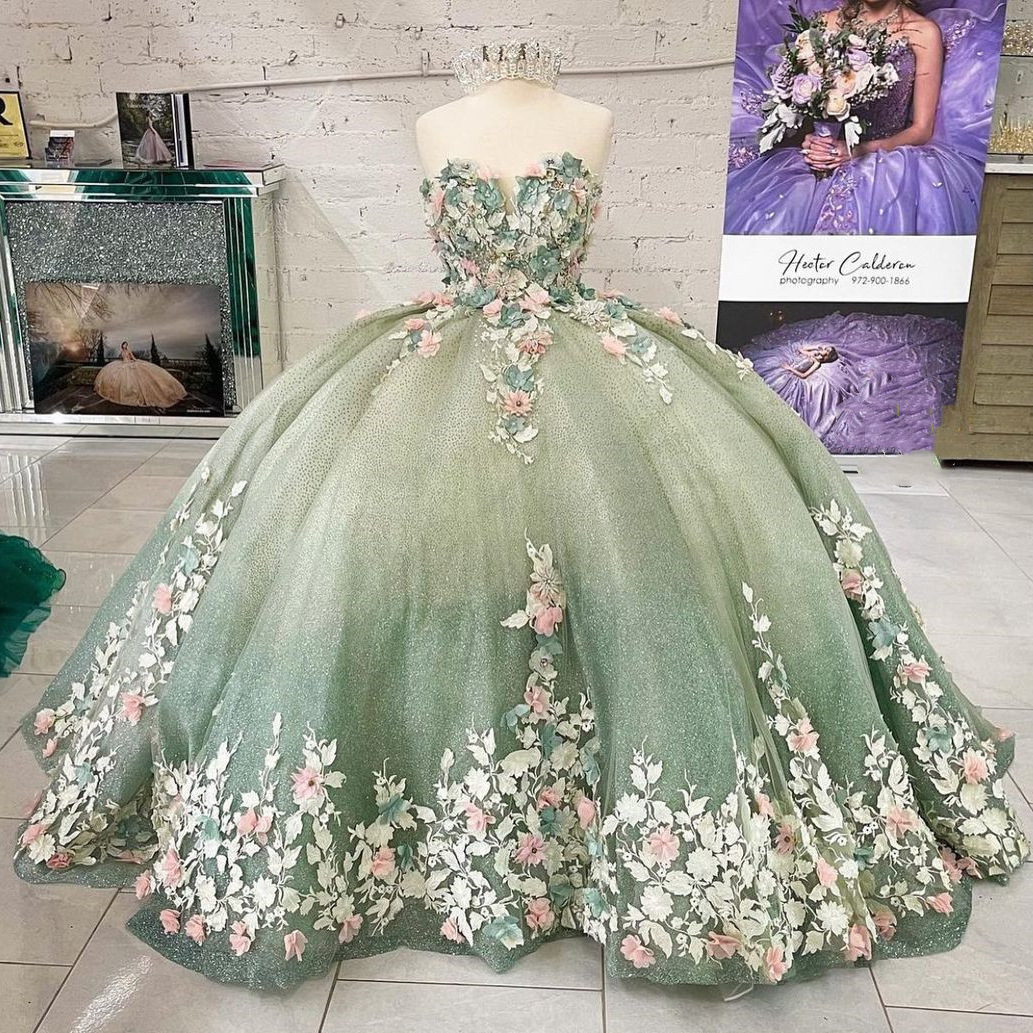 Lorenza Princess Dress Sweetheart Quinceañera Strapless Puffy Skirt Colorful Tulle 2026 New Lace Prom Evening Dress