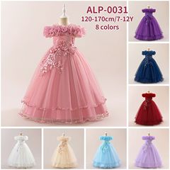子供用ドレス一字肩蓬蓬蓬紗プリンセススカート女の子ウェディングパーティーピアノ公演パーティードレスワンピース