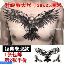 纹身贴背部翅膀纹身贴防水持久天使恶魔翅膀羽毛男女背部后背图满