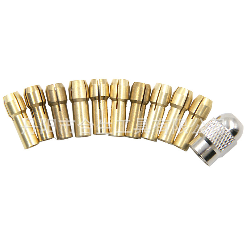 Transfronteriza 11 Unid latón Chuck plata tuerca eléctrica de molienda clip de taladro mini taladro Chuck accesorios de fábrica al por mayor