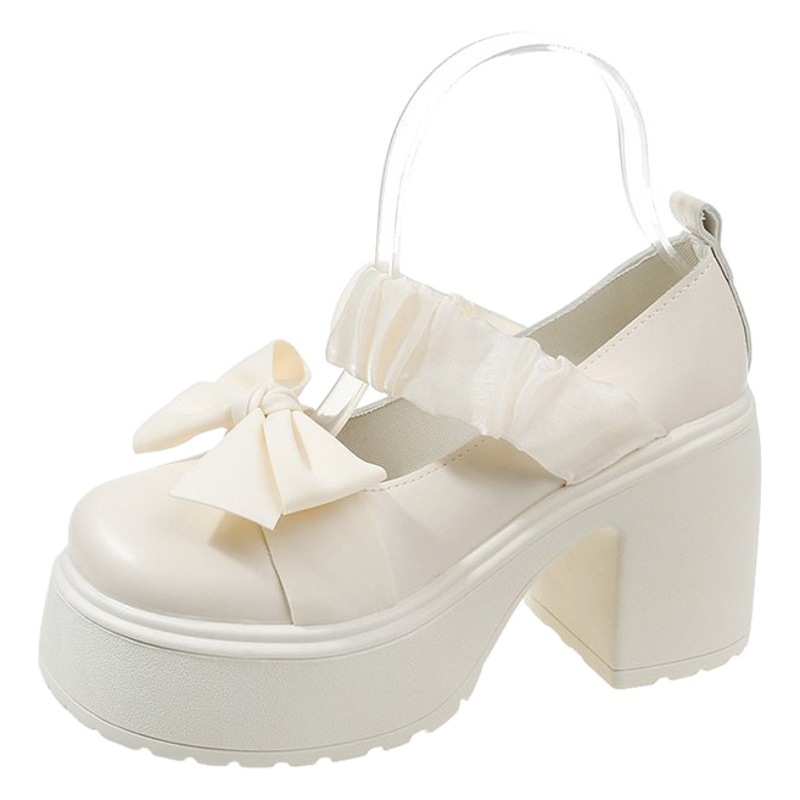 Estilo británico Mary Jane zapatos de cuero 2024 primavera nueva plataforma tacón grueso zapatos de una sola capa de las mujeres slip-on mocasines