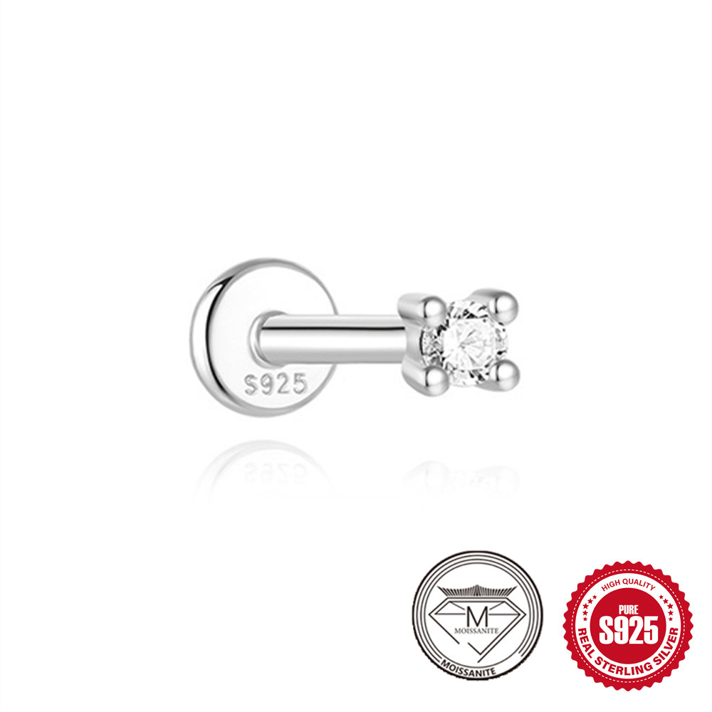 Simple Petal Diamond In The Debris Stud Earrings S925 Sterling Silver