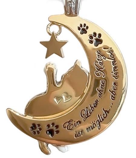 Lindo Micro Incrustaciones Zirconia Luna Mascota Kitty Collar Diamante Colgante De Media Luna display picture 1