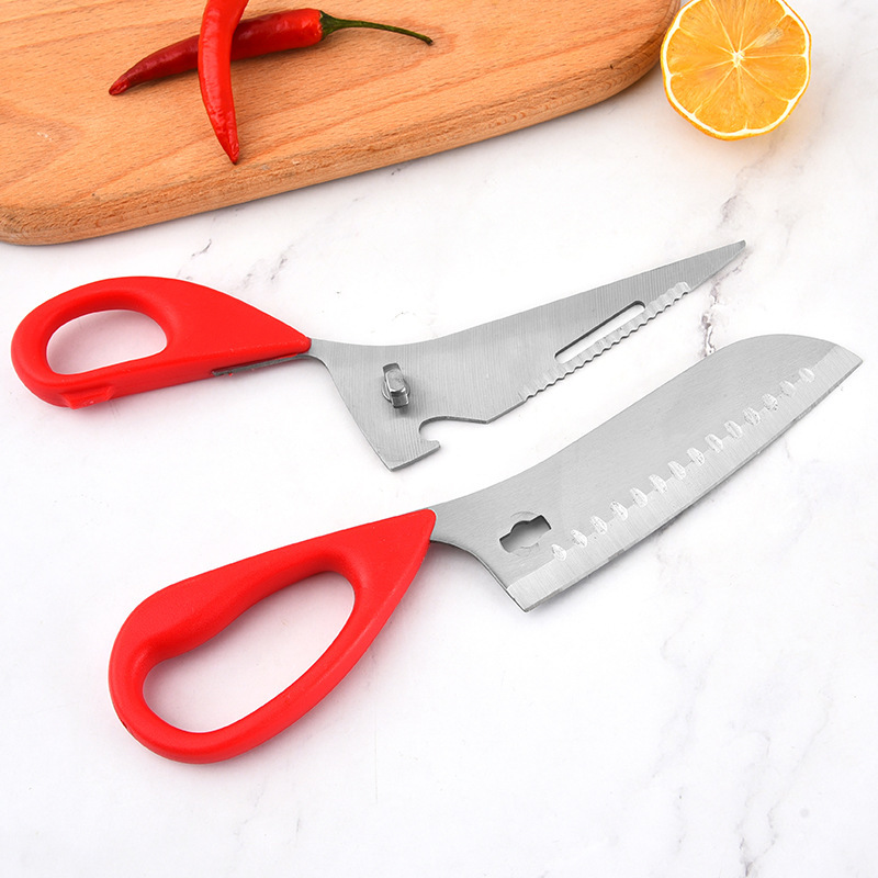 Tijeras multifuncionales herramientas domésticas de acero inoxidable desmontable 2 en 1 tijeras de hueso de pollo raspadoras de escamas de pescado tijeras de pizza de alimentos