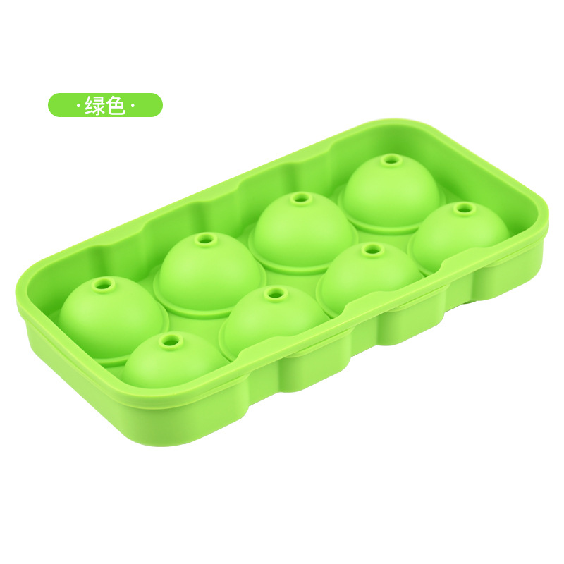Amazon Venta caliente 8-pieza hielo hockey molde verano hogar comercial silicona 8-agujero ronda bandeja de hielo cubo de hielo congelado