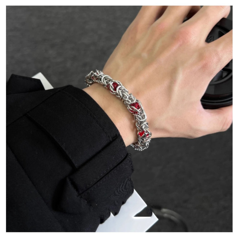Cross-border Hot-selling Stainless Steel Gem Inlaid Bracelet for Men and Women Niche Design Hip-hop Rough Chain Bracelet Couple Accessories