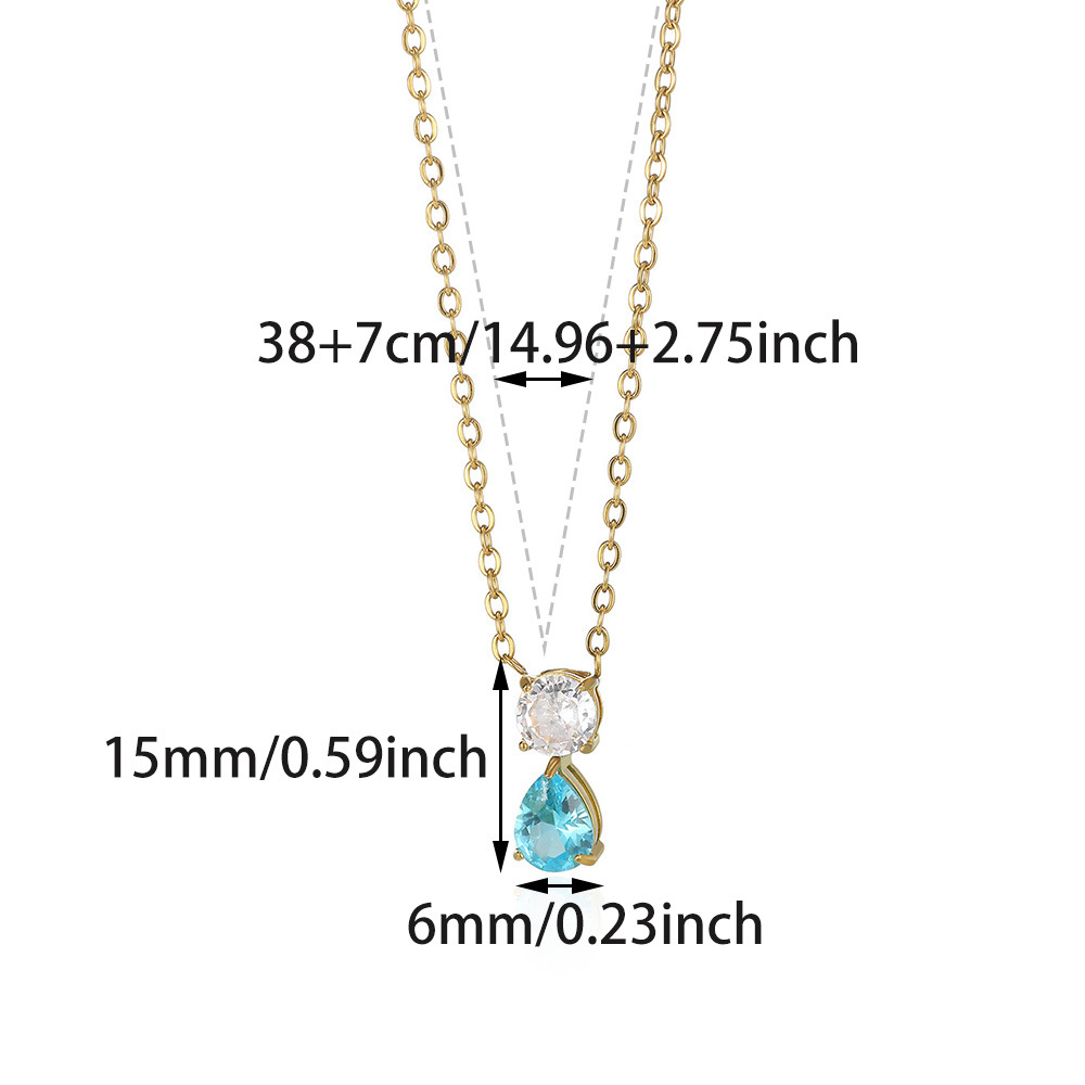5g Weight 0.03µm-0.05µm Gold Plating Thickness PVD Coated Gold Plating Process Lobster Trigger Clasp Closure Clasp Closure Type Real Gold Plated Plating Material 304 Stainless Steel Pendant Material Birthstone Inlay Material Pendant Necklace Classification 304 Stainless Steel Chain Material cable chain Chain Type 1 Piece Quantity Holiday, Daily Occasion 304 Stainless Steel Material Water Droplets Pattern Women's Gender Vacation, Classic Style Style Waterproof Non Tarnish, Inlay Craft PVD Coated Real Gold Plated Water Droplets 304 Stainless Steel Vacation Classic Style Waterproof Non Tarnish 304 Stainless Steel Lobster Trigger Clasp Closure Pendant Necklace 10
