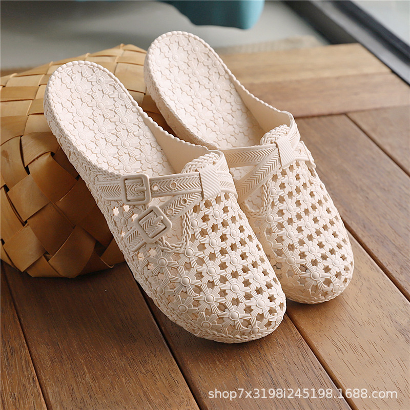 Zapatillas antideslizantes Baño de cueva de Baotou de fondo plano de verano para personas de mediana edad y ancianos