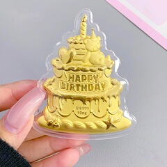 足金999金饼蛋糕金箔套装合金铁艺手工黄金10mg生日礼物铁制