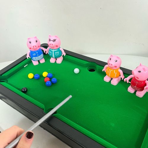 Children's piggy pool table toy double interactive simulation mini cartoon pool table set toy stall hot sale