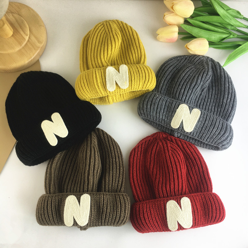 Unisex Children's wool hat baby cute autumn and winter letter cloth knitted hat boys and girls warm hat_voghion.com