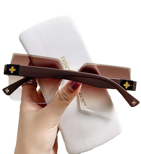 Frameless  new style brown sunglasses for women, anti-UV and strong light, summer, high-end, light luxury, large frame, trendy and advanced