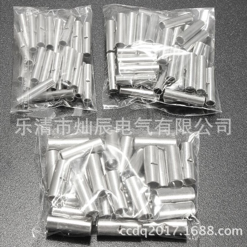 跨境电商 冷压接线端子100PCS裸中接管型裸端子袋装 管形端子压接