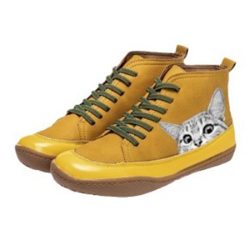 Cross-border Printed cat series boot Printed cat Comfortable large-sized flat boots Spot