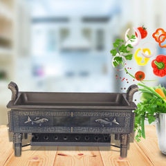 商周古鼎烤魚爐不沾鋁製烤魚盤烤鱸魚木炭酒精碳烤不生繡烤魚爐架