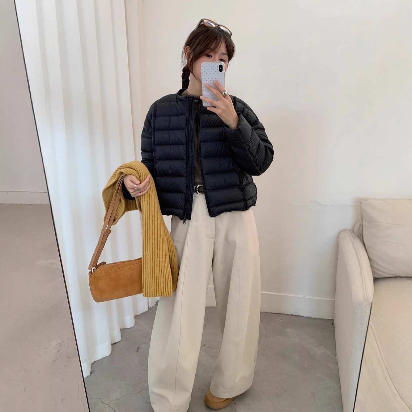 Super Nice Rib down Jacket Women's Short 2025 New Korean Style Round Neck Normcore Style White Duck down Warm Jacket Trendy