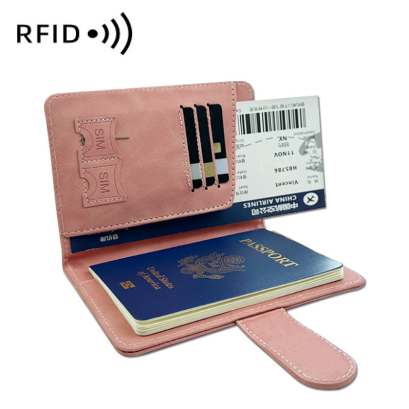 跨境新款RFID护照夹出国旅行pu皮革护照包韩版搭扣护照本保护套|undefined