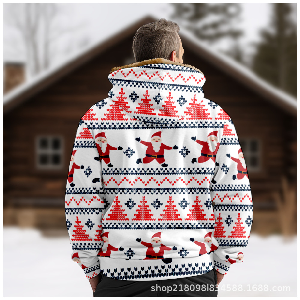 Ropa de invierno engrosada con forro polar transfronterizo Forro de doble capa de Santa Claus Chaqueta acolchada de algodón de terciopelo grueso Cremallera Bolsa de excavación Chaqueta acolchada de algodón cálido