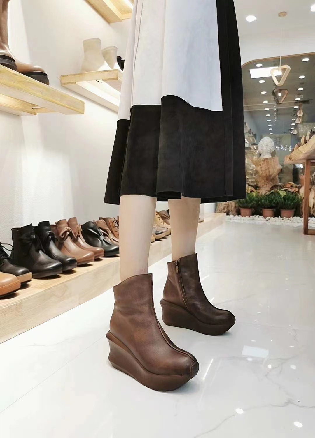 【特価クリアランス返品交換不可】39サイズ本革レディースブーツ139元秋冬レトロマーティンブーツショートブーツお買い得