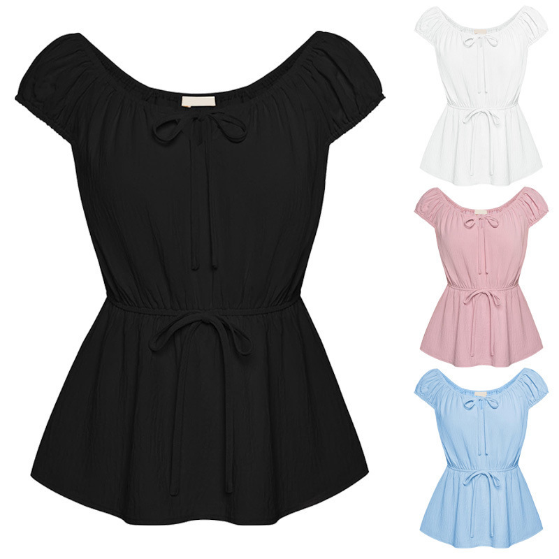 Amazon Cross-Border Women's T-Shirt V-Neck T-Shirt Fashionable Lightweight Soft Strap Waist Sleeveless Top