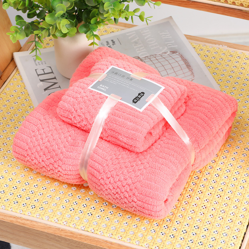 toalla de coral de alta densidad toalla de baño de absorción de agua para el hogar seco rápido engrosado toalla de cabello seco engrosado toalla de regalo de color simple