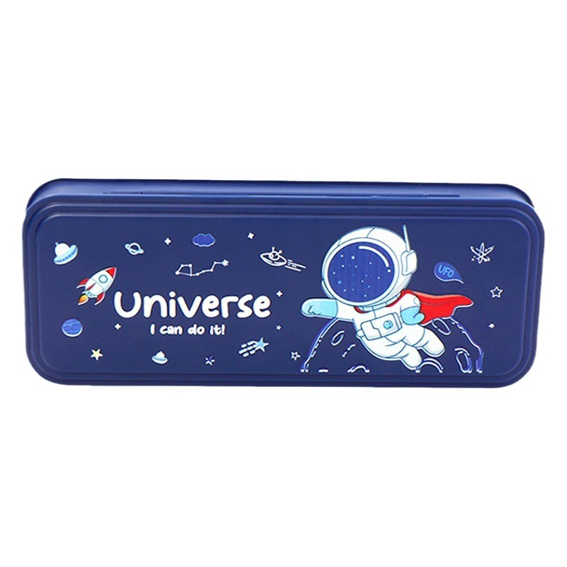 Estudiante de la escuela primaria caja de papelería niños al por mayor Niña de dibujos animados lindo astronauta caja de lápiz multifuncional de gran capacidad