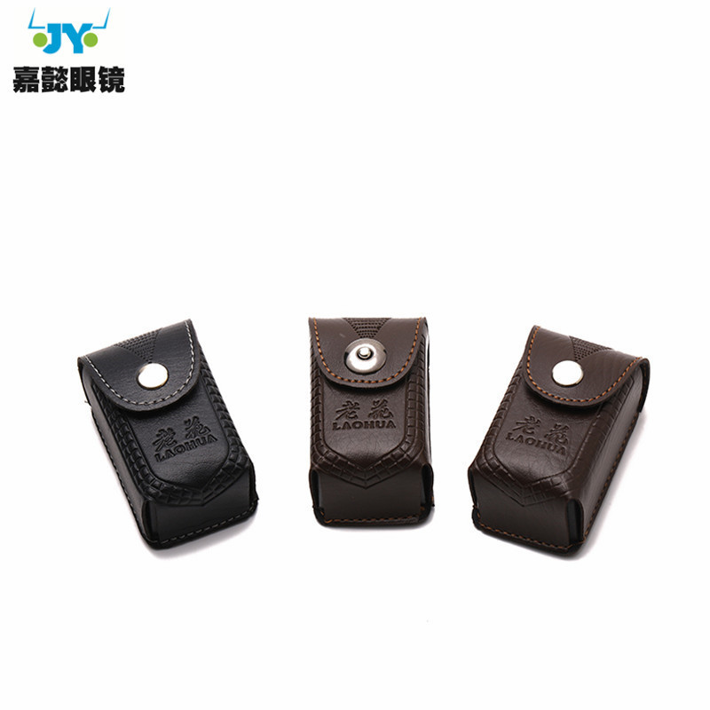 New popular portable folding glasses case leather case small clip hook wearable belt buckle folding mirror box wholesale