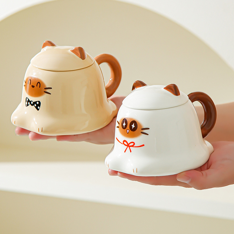 Tazas de dibujos animados de alto valor, tazas de cerámica, tazas de gato Siamese, lindas tazas de agua, regalos de cumpleaños creativos para niños y niñas